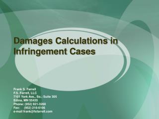 Damages Calculations in Infringement Cases