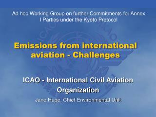 Emissions from international aviation - Challenges