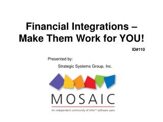 Financial Integrations – Make Them Work for YOU!