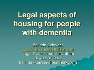 Legal aspects of housing for people with dementia