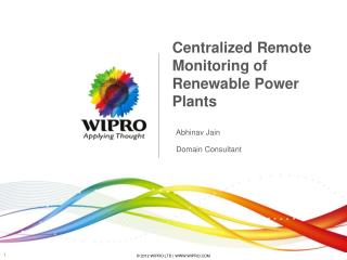 Centralized Remote Monitoring of Renewable Power Plants