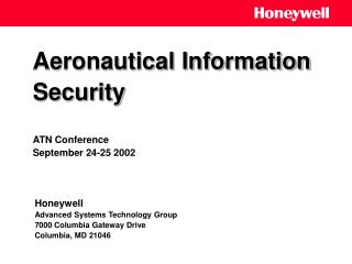 Aeronautical Information Security ATN Conference September 24-25 2002