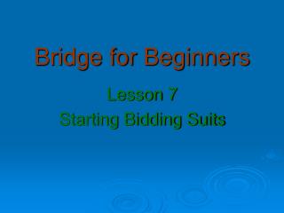 Bridge for Beginners