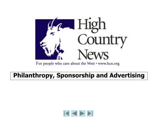 Philanthropy, Sponsorship and Advertising