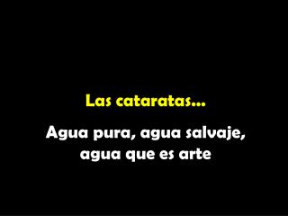 Las cataratas... Agua pura, agua salvaje, agua que es arte