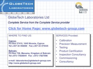 SERVICES Provided: Calibration Precision Measurement Testing Product Certification