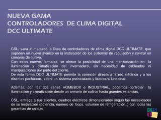 NUEVA GAMA CONTROLADORES DE CLIMA DIGITAL DCC ULTIMATE