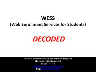 WESS (Web Enrollment Services for Students)