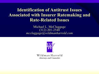 Identification of Antitrust Issues Associated with Insurer Ratemaking and Rate-Related Issues