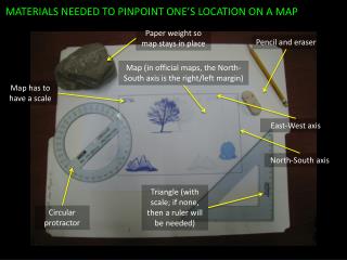 MATERIALS NEEDED TO PINPOINT ONE’S LOCATION ON A MAP