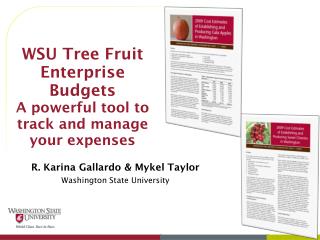 WSU Tree Fruit Enterprise Budgets A powerful tool to track and manage your expenses