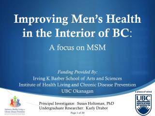 Improving Men’s Health in the Interior of BC :