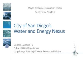 City of San Diego’s Water and Energy Nexus