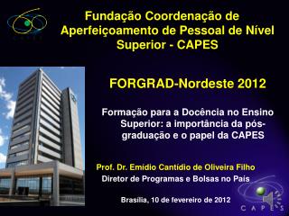 Prof. Dr. Emídio Cantídio de Oliveira Filho Diretor de Programas e Bolsas no País