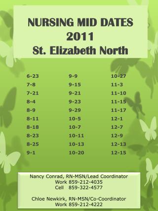 NURSING MID DATES 2011 St. Elizabeth North