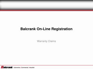 Balcrank On-Line Registration
