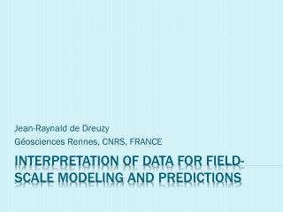 Interpretation of data for field-scale modeling and predictions