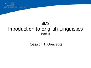 BM3 Introduction to English Linguistics Part II
