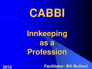 CABBI Innkeeping as a Profession