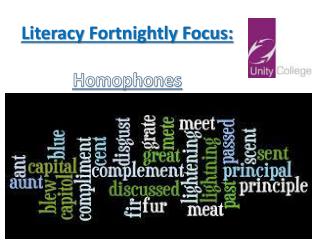 Literacy Fortnightly Focus: Homophones
