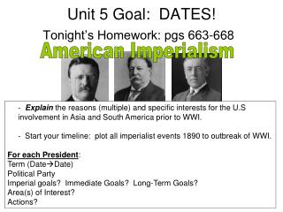 Unit 5 Goal: DATES!