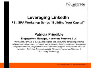 Leveraging LinkedIn FEI: SPA Workshop Series “Building Your Capital”