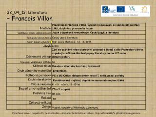32_04_12 : Literatura – F rancois Villon