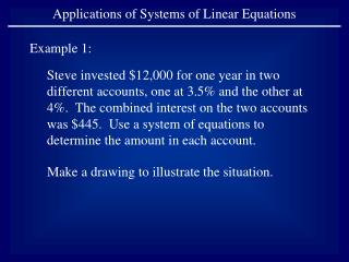 Applications of Systems of Linear Equations