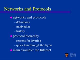 Networks and Protocols