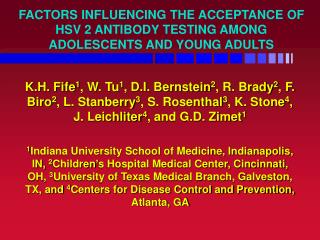 FACTORS INFLUENCING THE ACCEPTANCE OF HSV 2 ANTIBODY TESTING AMONG ADOLESCENTS AND YOUNG ADULTS