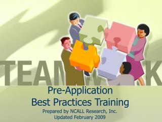 Pre-Application Best Practices Training