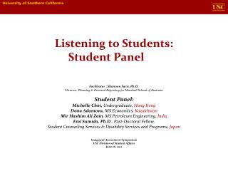 Listening to Students: Student Panel