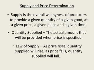 Supply and Price Determination