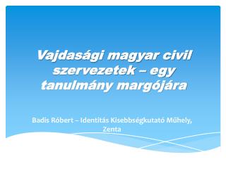 Vajdasági magyar civil szervezetek – egy tanulmány margójára