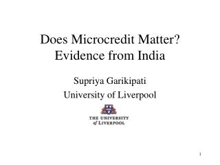 Does Microcredit Matter? Evidence from India