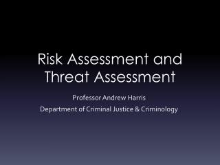 Risk Assessment and Threat Assessment