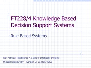 FT228/4 Knowledge Based Decision Support Systems