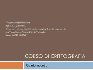 CORSO DI CRITTOGRAFIA