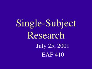 Single-Subject Research