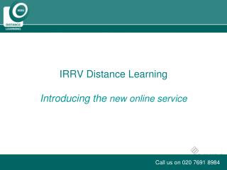 IRRV Distance Learning Introducing the new online service
