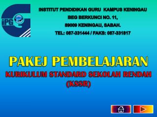 PAKEJ PEMBELAJARAN KURIKULUM STANDARD SEKOLAH RENDAH (KSSR)