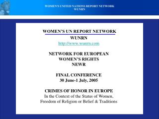 WOMEN’S UN REPORT NETWORK