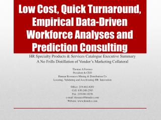 HR Specialty Products &amp; Services Catalogue Executive Summary