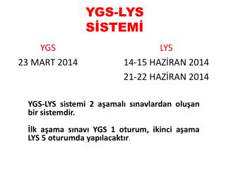 YGS-LYS SİSTEMİ