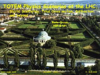 TOTEM Physics Scenarios at the LHC; Elastic Scattering, Total Cross section, Diffraction,