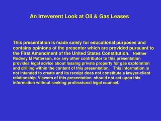 An Irreverent Look at Oil &amp; Gas Leases