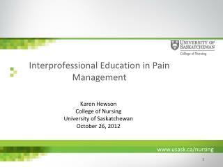 Interprofessional Education in Pain Management