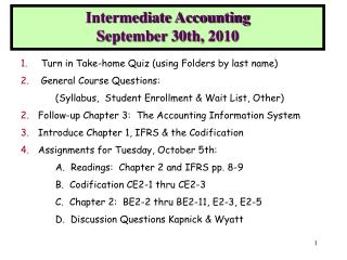 Intermediate Accounting September 30th, 2010