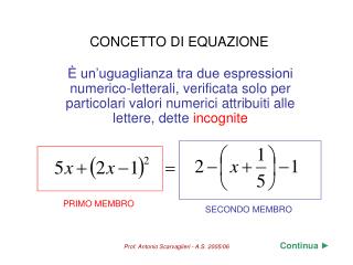 CONCETTO DI EQUAZIONE