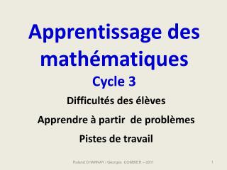 Apprentissage des mathématiques Cycle 3
